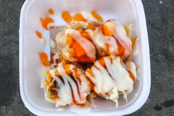 Dimsum with various flavors in a plate