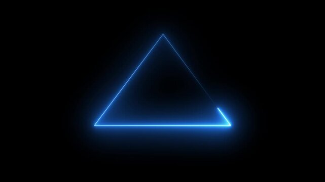 Neon light triangle frame animation background. Neon geometric triangle shape, Seamless looping animation.  - Powered by Adobe