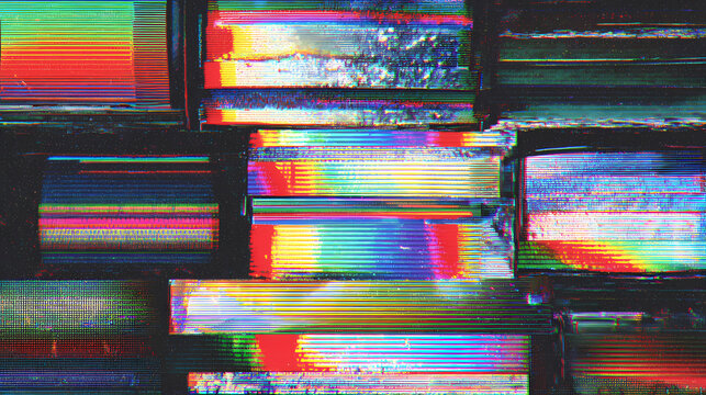 A mosaic of colorful, glitching screens, creating an abstract and intriguing visual experience. This image evokes the chaos of digital disruption.
