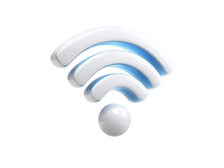 Modern 3d wifi symbol wireless network connection technology, Isolated On White Background, Png Transparent
