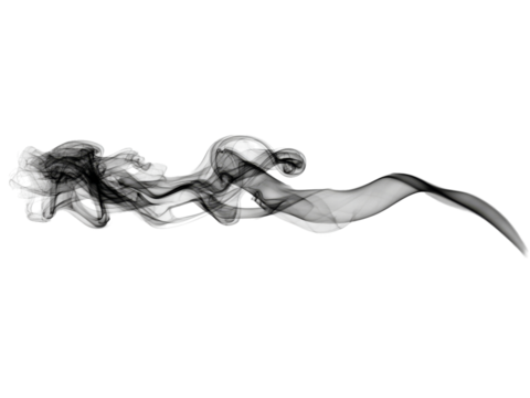 Abstract grayscale smoke design element flowing wave, Isolated On White Background, Png Transparent