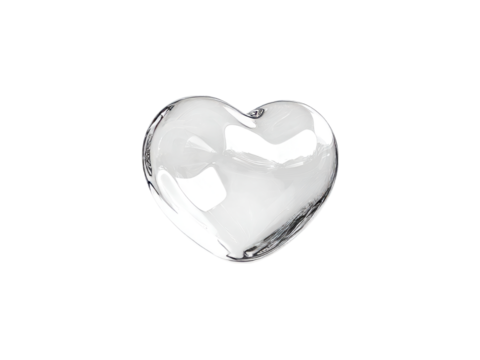 Shiny glass heart shape romantic love symbol, Isolated On White Background, Png Transparent