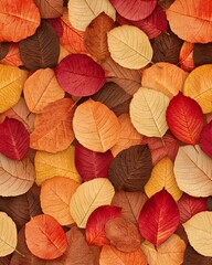 Fototapeta premium Colorful autumn leaves on a vibrant surface.
