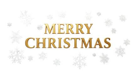Merry Christmas text with snowflakes, isolated on transparent background