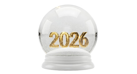 New Year 2026 Snow Globe, isolated on transparent background