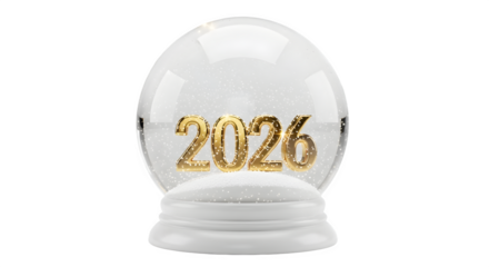 New Year 2026 Snow Globe, isolated on transparent background