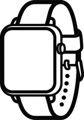 Smartwatch isolated on transparent background, a modern wearable device for fitness tracking, notifications, and staying connected on the go