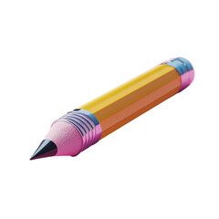 A yellow pencil with a pink eraser and black tip.