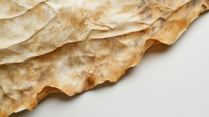 Close up of old wrinkled parchment paper with warm texture symbolizing history, age and vintage style