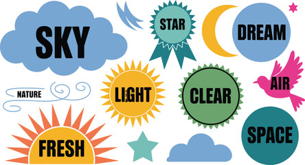 Obraz premium Colorful Nature and Space Graphics Sky, Star, Light, Air, Dream, and Fresh Design