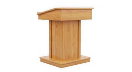 Wooden lectern podium isolated on transparent background
