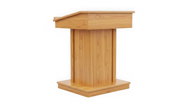 Wooden lectern podium isolated on transparent background