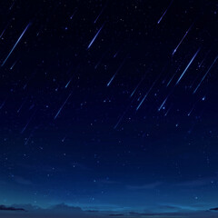 eb banner scene with a dark night sky background and several shooting stars falling in a neat line.