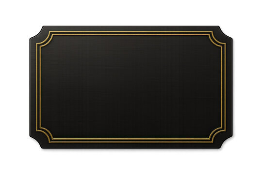 Elegant blank black plaque template with gold border