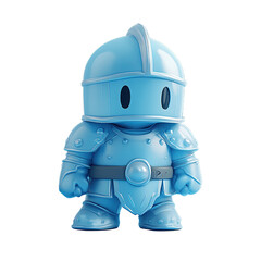 Adorable blue knight character in full armor standing ready for adventure.