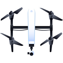 Isometric Quadcopter Drone With Camera And Propellers On Transparent Background
