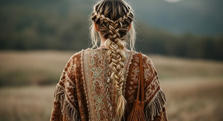 Woman with braided hair outdoor portrait