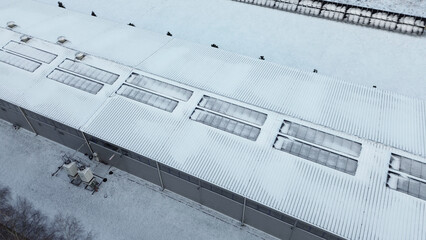 Melting snow on solar power panels outdoors