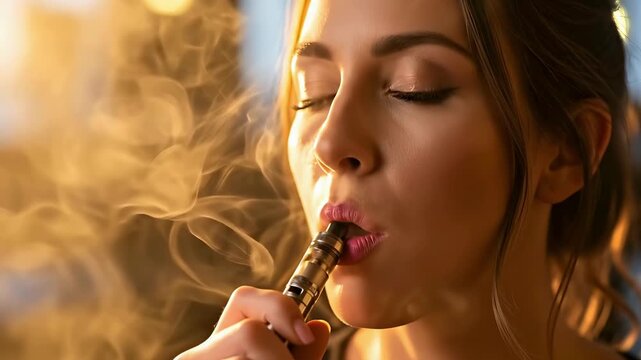 Woman smoking an electronic vape cigarette
