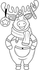 line cartoon moose
