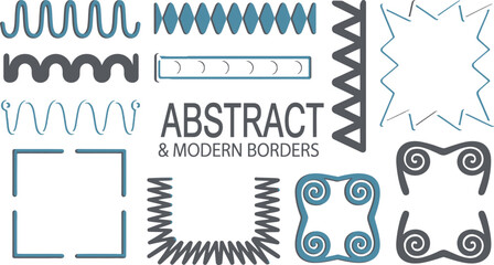 Obraz premium Design Elements Abstract Modern Borders in Blue and Gray, Varied Shapes and Styles