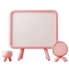 Adorable Pink Easel and Accessories for Childrens Creative Play.
