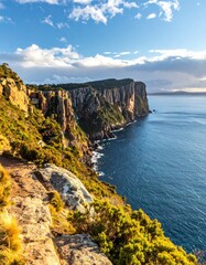 Dramatic Coastal Cliffs of Tasmania - A Rugged Landscape.