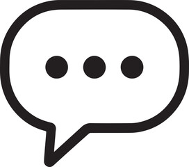 Simple Black Vector Icon Of A Comment Bubble With Three Dots Inside | Flat Minimal Style