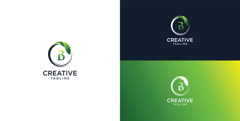 Circle star leaf and letter B logo template