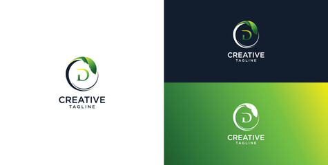 Circle star leaf and letter D logo template