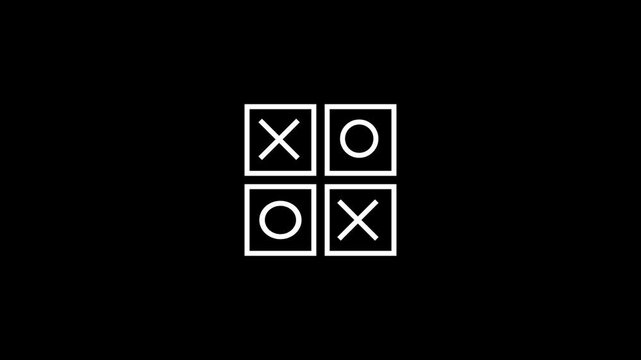 Tic Tac Toe XO Icon &ndash; Minimal Line Game Symbol Animation