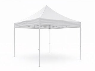 White pop-up canopy tent mockup, isolated on a white background. Empty portable gazebo for events or trade shows.