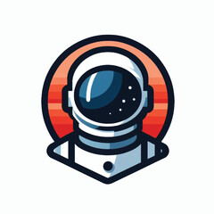 Astronaut helmet and suit illustration with a circular background.