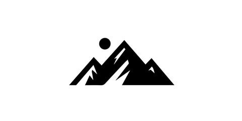 Bold minimal mountain logo design clean peaks adventure symbol outdoor nature scenic journey emblem vector