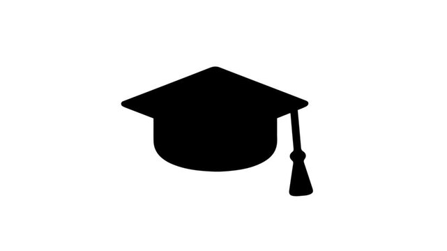 Graduation Cap Animated Icon Education Success Animation on White Screen Background