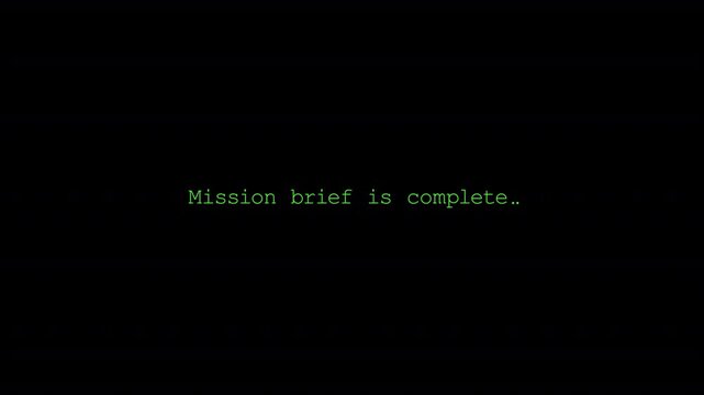 Typing Text Effect &ndash; Mission Brief Complete &ndash; HUD Interface Animation &ndash; Alpha Background