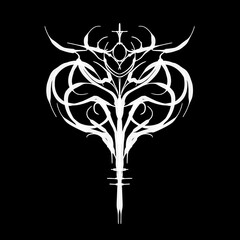 Abstract neo tribal symmetrical patterns graphic vector design for tattoo, streetwear t-shirt print gothic apparel