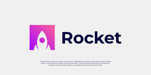 Rocket Logo Design Vector Silhouette Illustration