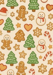 Fototapeta premium Festive gingerbread Christmas wallpaper