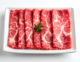 Sliced Wagyu Beef with Marbling for Shabu-Shabu or Sukiyaki