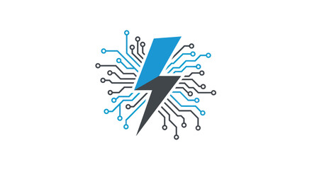 Digital Lightning Bolt Circuit Board Technology Concept.