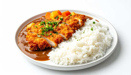 Japanese Tonkatsu on white background