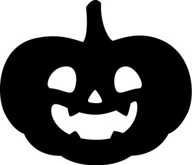 Halloween celebration spooky pumpkin laughing face silhouette. Horror spooky carving form, holiday Jack o lantern isolated vector shape. Halloween celebration scary pumpkin face silhouette or symbol