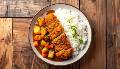 Japanese Katsu Curry Rice with Vegetables 