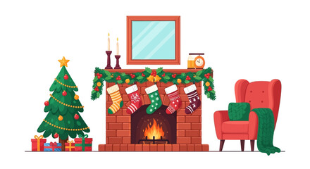 christmas tree with fireplace