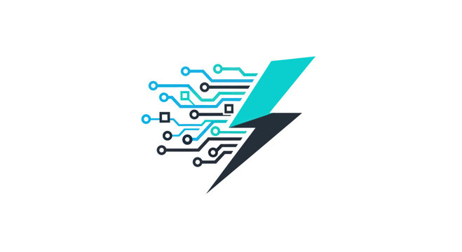 Digital lightning bolt logo representing technology and innovation in the modern world.