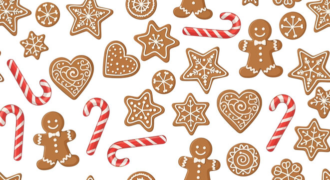 gingerbread cookies seamless pattern