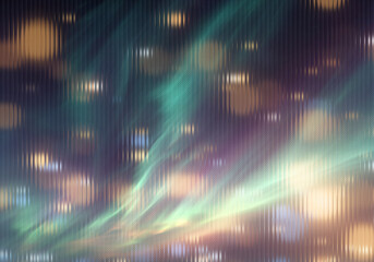 Abstract aurora borealis effect with bokeh lights and textured glass background design style