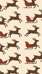Obraz premium Festive reindeer sleigh pattern mobile wallpaper