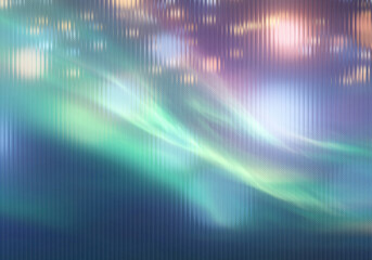 Abstract aurora borealis style design with blurred lights and flowing green and purple hues effect